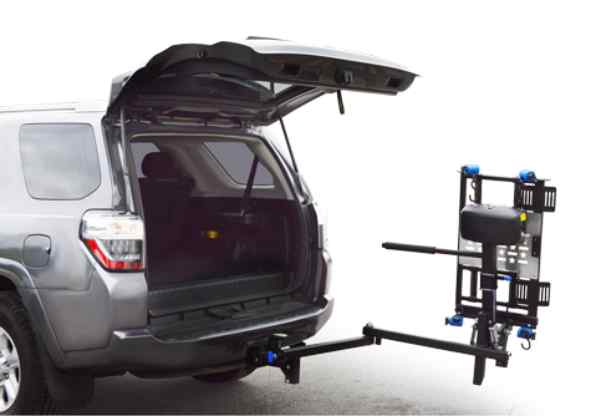Harmar AL580 Swing-Away attached to rear of Silver SUV