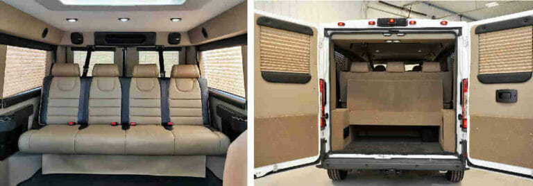 Image of back seat and rear cargo of Tempest wheelchair van
