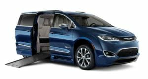 Blue, BraunAbility Chrysler Pacifica handicap van with in-floor ramp system