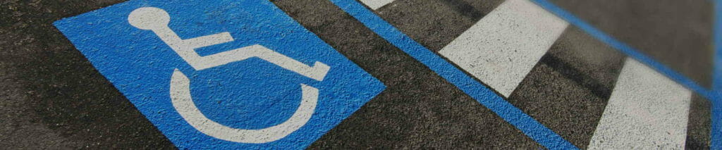 Closeup image of a handicap parking spot with handicap symbol