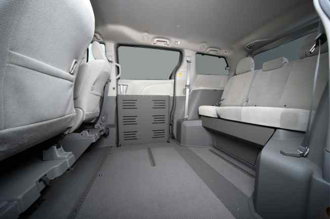 Image of the interior on a VMI Toyota Sienna wheelchair van with Summit conversion