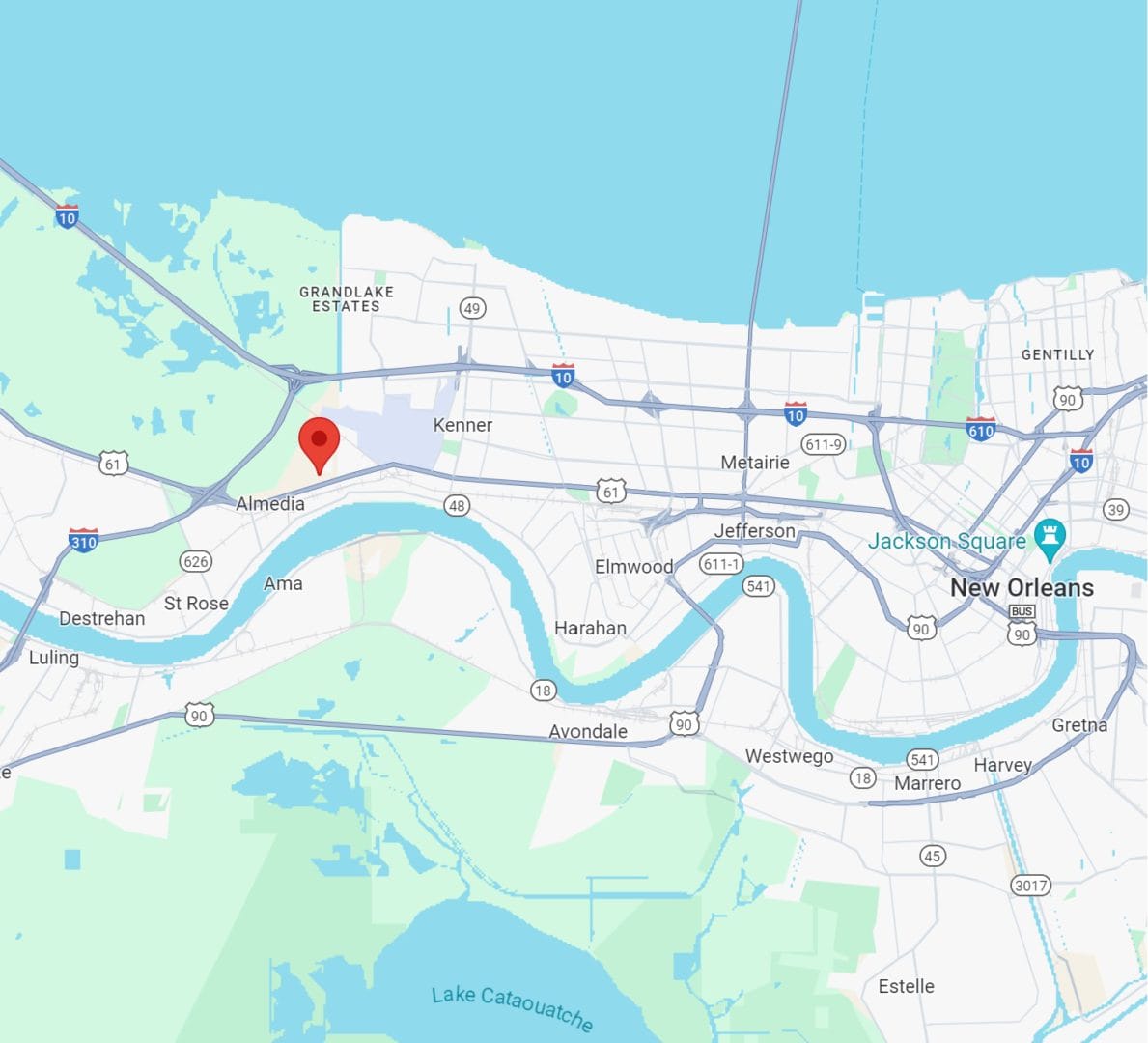 Google map showing the approximate location of Superior Van & Mobility's location in New Orleans, LA.