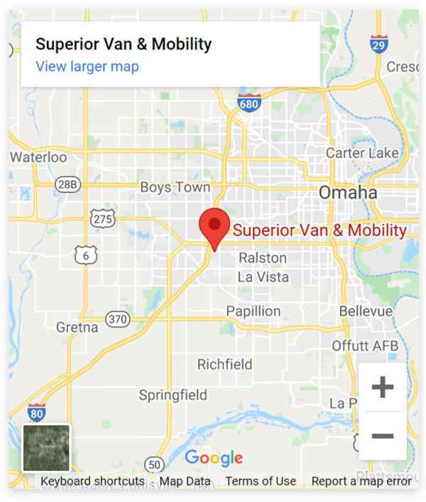 Google map of Superior Van & Mobility Omaha