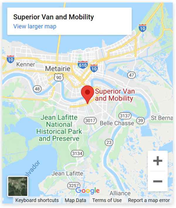 Google map of Superior Van & Mobility New Orleans
