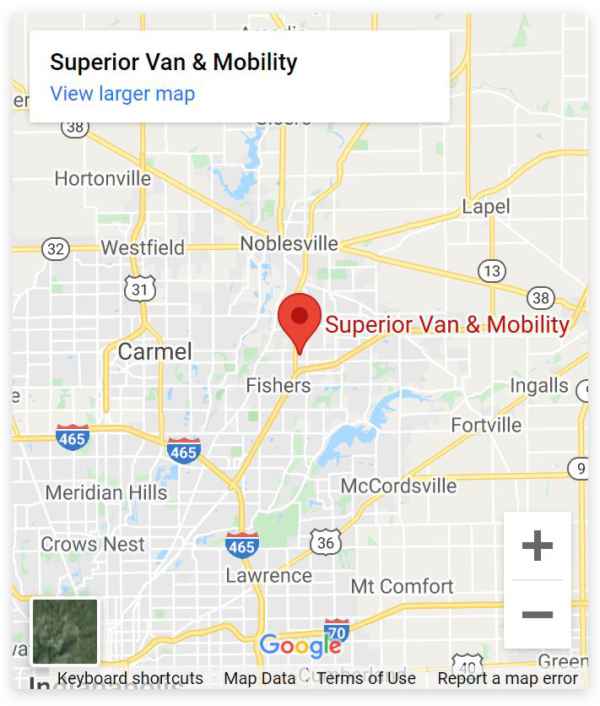 Google map of Superior Van & Mobility Fishers
