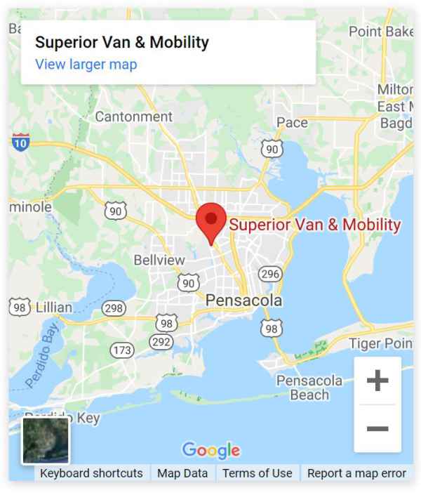 Google map of Superior Van & Mobility Pensacola