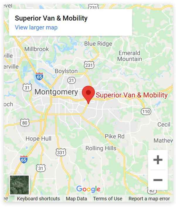 Google map of Superior Van & Mobility Montgomery