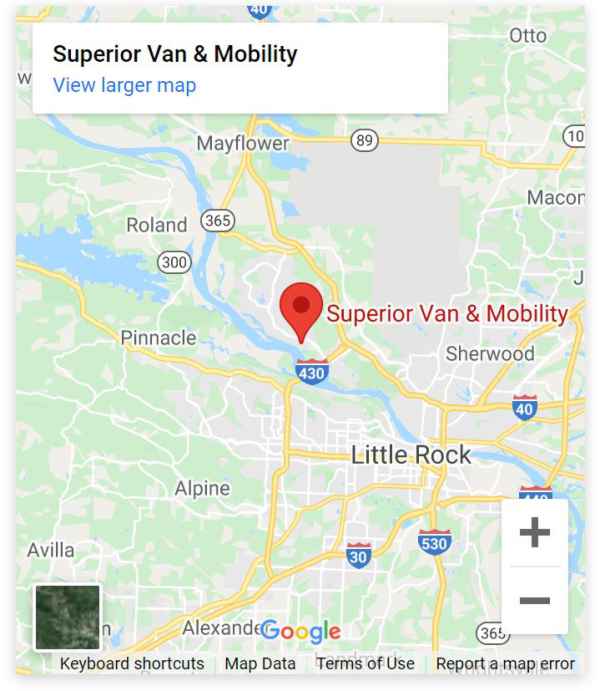 Google map of Superior Van & Mobility Little Rock