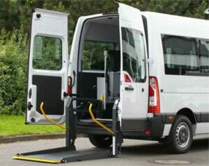 BraunAbility Commercial Wheelchair Lift in white Ford Transit