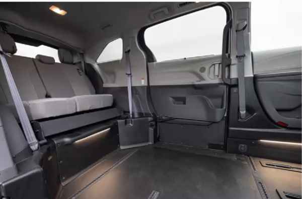 Interior of a 2021 Toyota Sienna Hybrid wheelchair van from BraunAbility