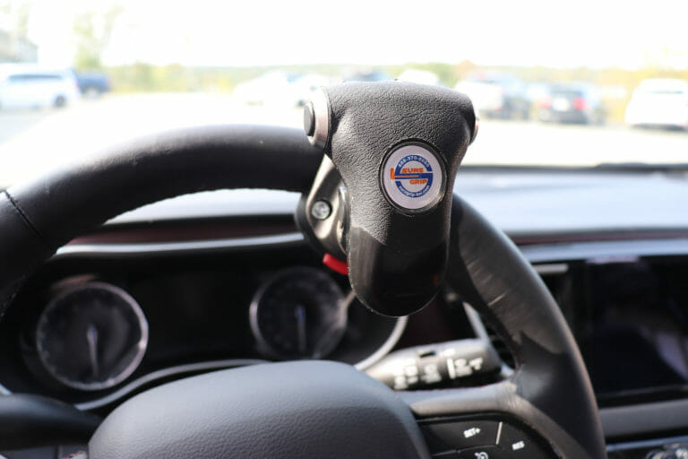 Sure Grip RF360 Programmable spinner knob on a steering wheel