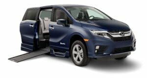 Blue BraunAbility Honda Odyssey wheelchair van with ramp out