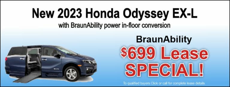Braun Honda Odyssey Wheelchair Van $699 per month lease special.