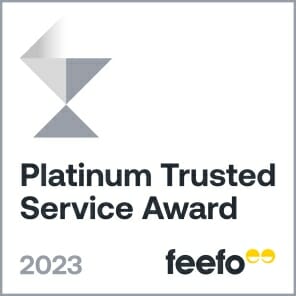 FEEFO Platinum Trusted Service Award graphic for superior customer service.