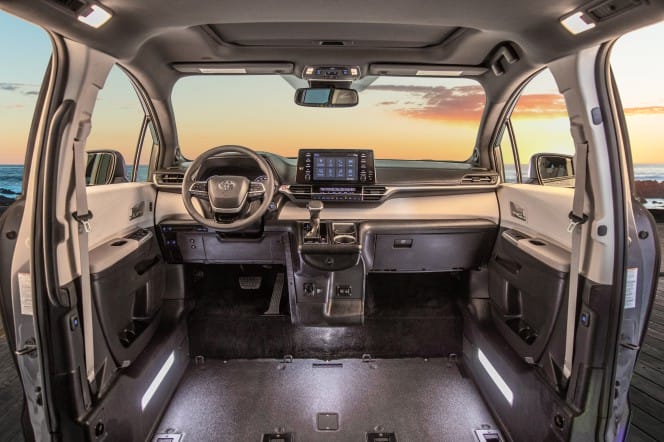 Interior image showing the inside of a Toyota Sienna Hybrid wheelchair van from Vantage Mobility.